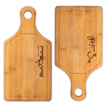 Personalized Cutting Board Laser Engraved Wooden Chopping Board with Custom Name - Customized Kitchen Tool New Home Essentials - USA Made Wedding Gifts, Bride Gifts, Gift for Men, Couples, Fathers Day