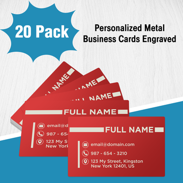 Personalized Metal Business Cards Engraved with Custom Name & Business Information, Aluminum Business Cards, Laser Business Card Holder Customized- Engraved & Shipped from the USA - 20 Pack, Black