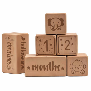 Custom Wooden Monthly Milestone Cubes, Personalized Home Decor Gift, Name SIgn Baby Age Blocks, Newborn Photo Ideas, Week Month Year Blocks Nursery Décor, Montessori Décor Engraved Name Wood Blocks